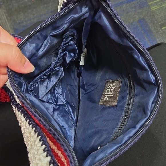 The SAK-Red/White/Blue Flag Crochet Knit Patriotic Shoulder Bag Satchel - Picture 10 of 16